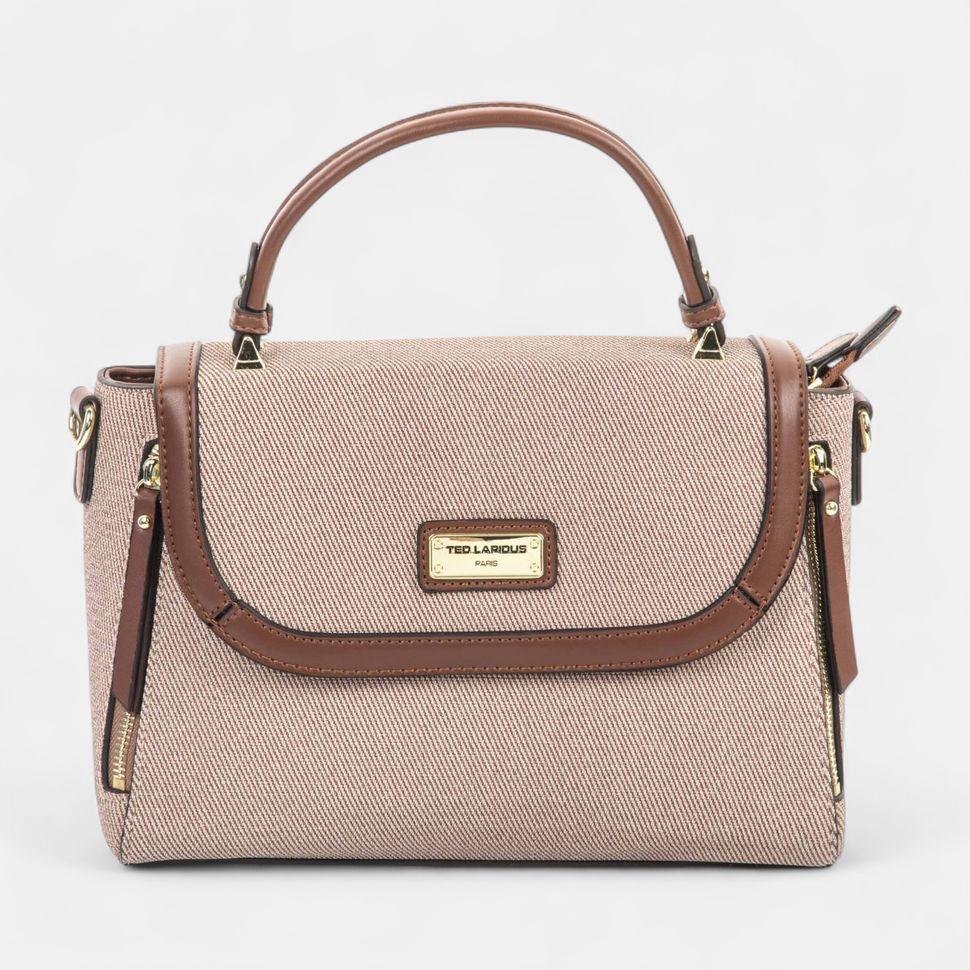 Sac à Main Élégant Ted Lapidus – Édition Toile Tissée et Cuir Marron