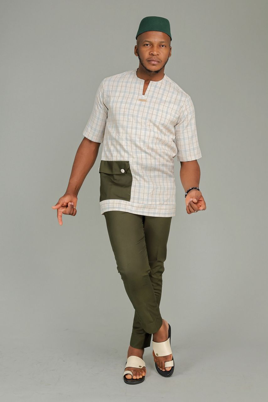 Ensemble Tunique Homme Manches Courtes | Style Africain Moderne