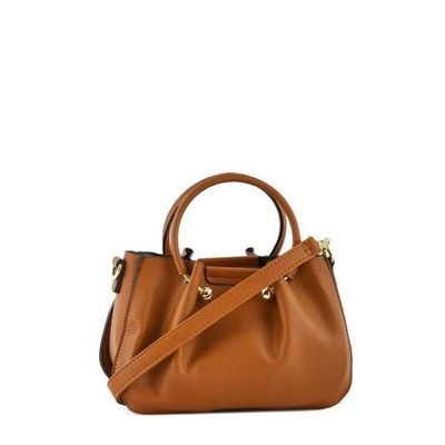 Sac à Main Mini-Élégance – Cuir Grainé Caramel & Finitions Or